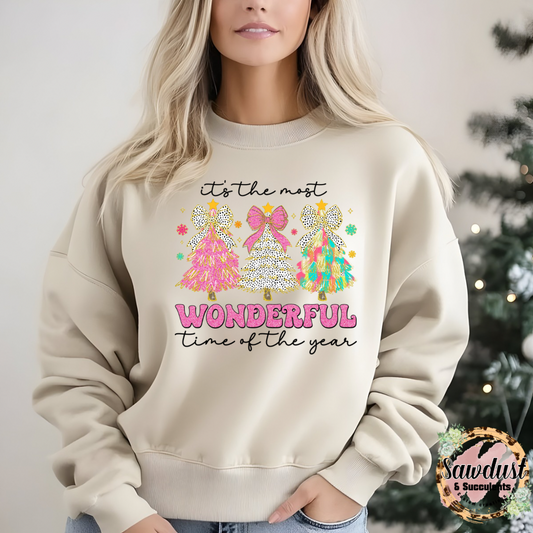 Its the most wonderful time of the year Coquette Trees Graphic Crew Sweater