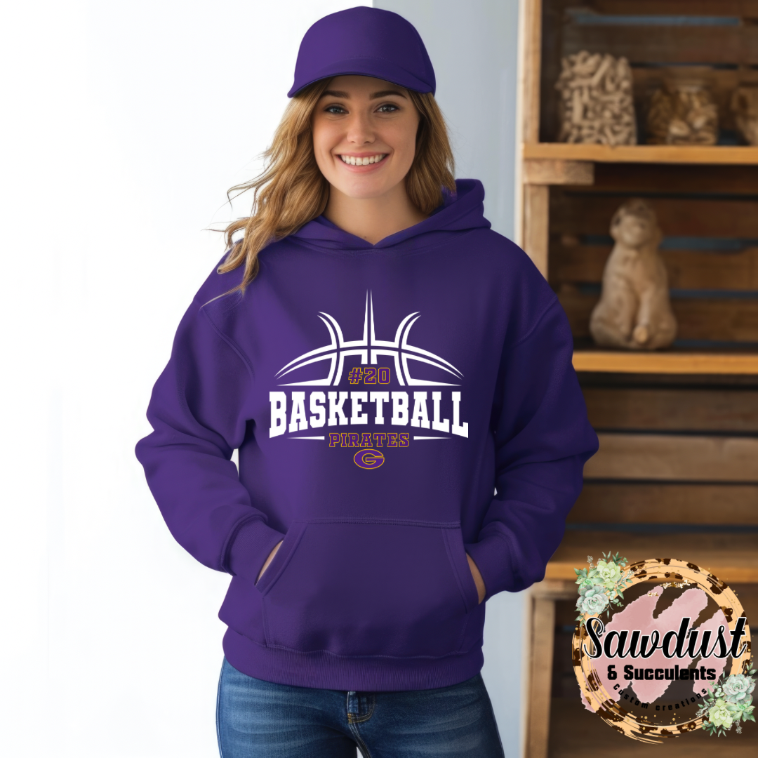 Granbury Pirates Basketball Spirit Wear (Customizable number)