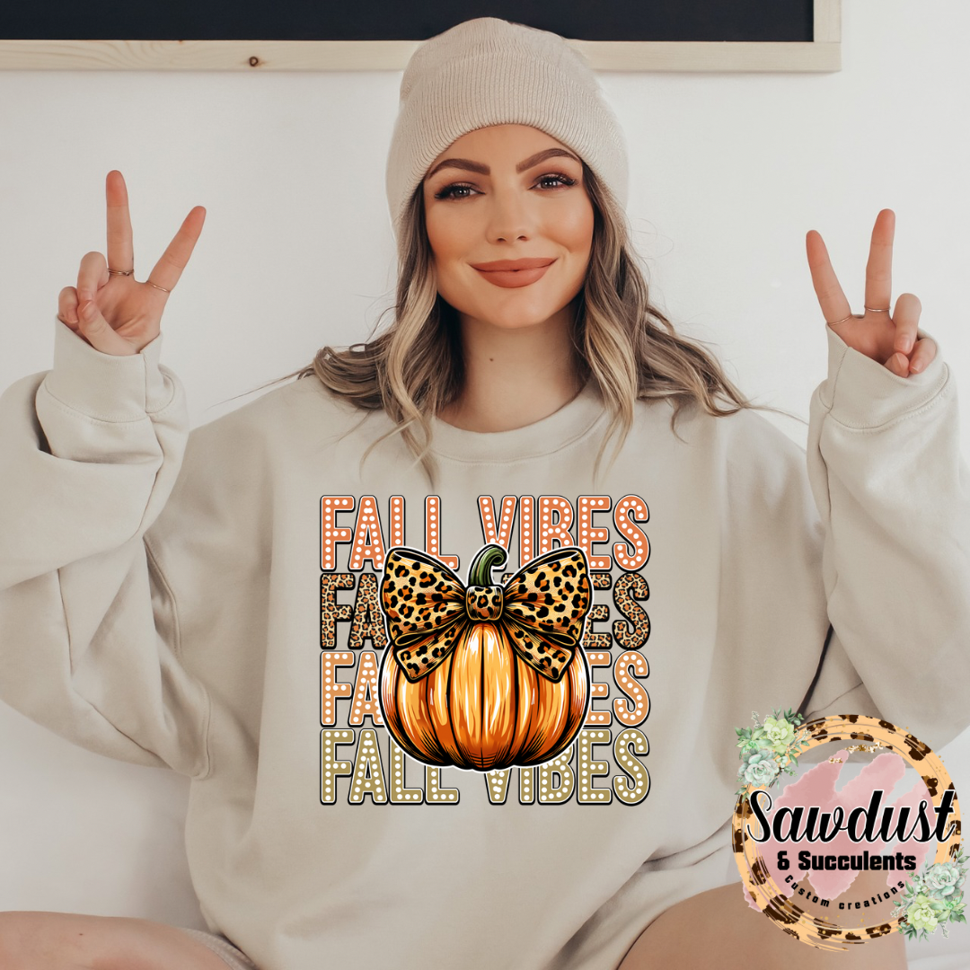 Leopard Stacked Fall Vibes Graphic Crew