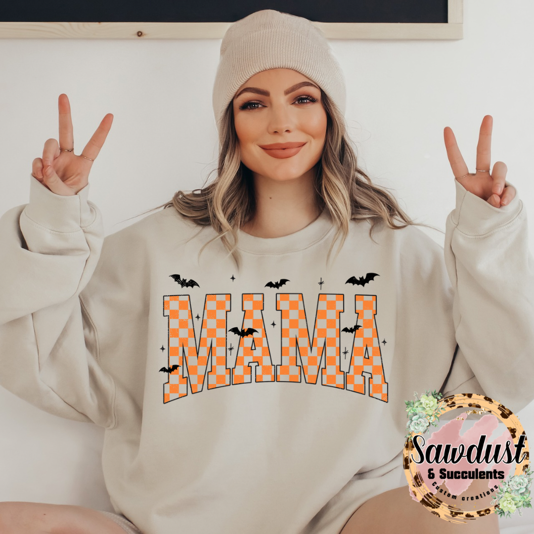 Halloween Checkered Mama Graphic Crew