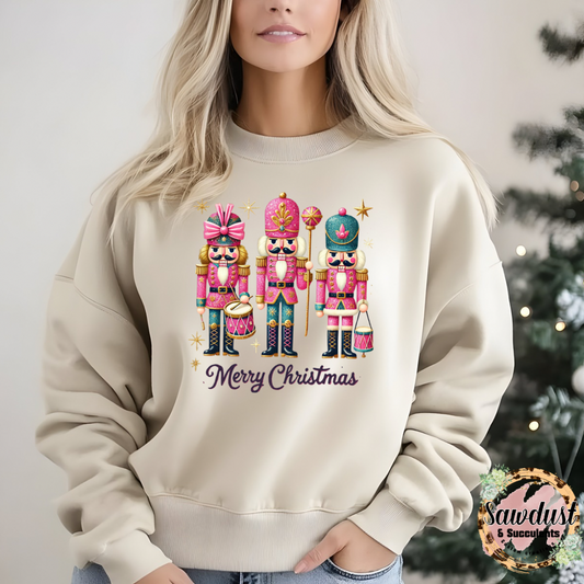 Merry Christmas Nutcracker Graphic Crew Sweater