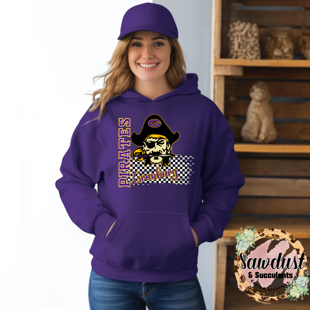 Granbury Pirates Purple Checkered Spirit Wear