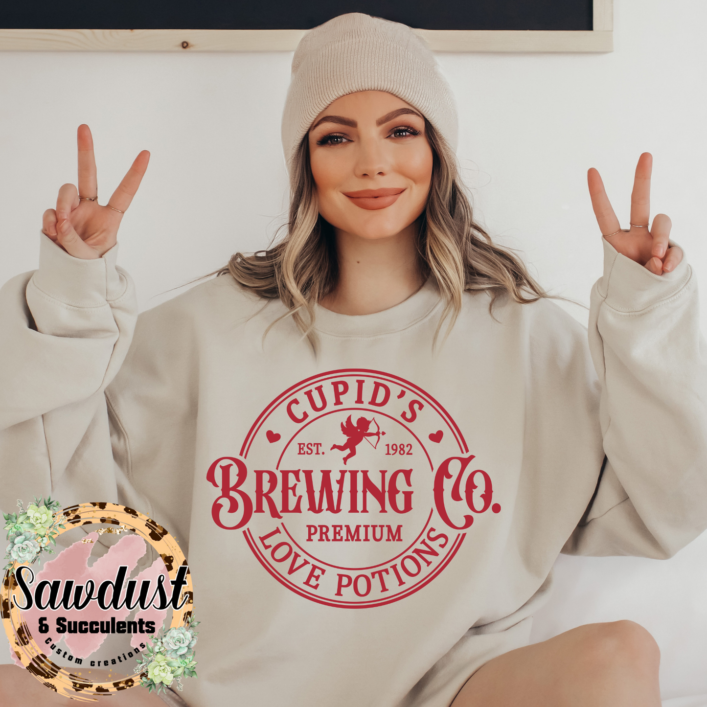 Cupid’s Brewing Co. Valentine Graphic Crew Sweater