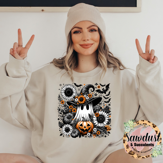 Halloween floral ghost Graphic Crew
