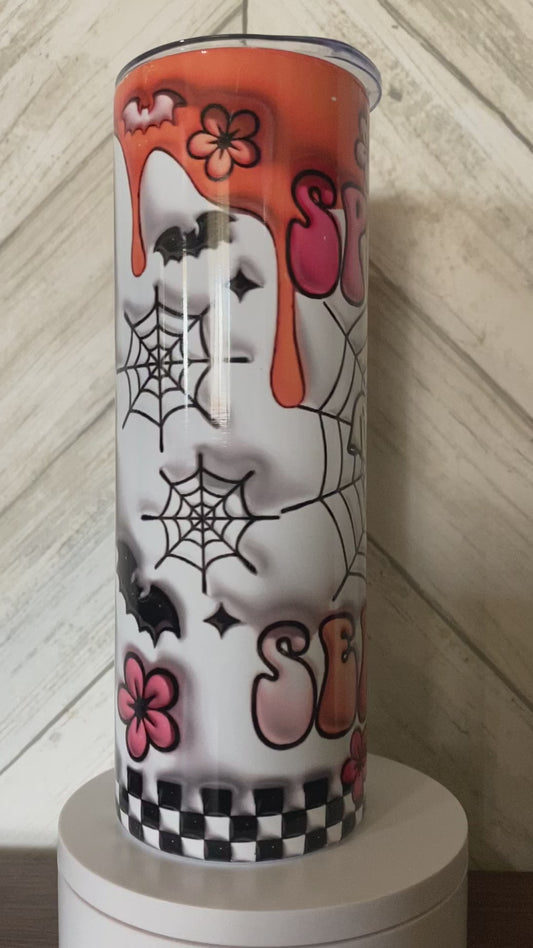 3D inflated puff Spooky Season Ghost Sublimation 20oz Tumbler