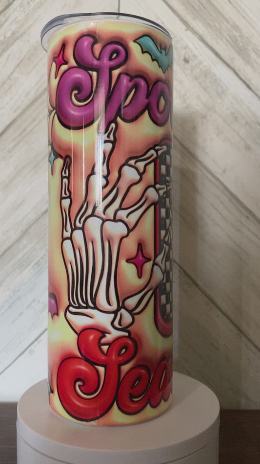 3D inflated puff Spooky Season Skeleton Sublimation 20oz Tumbler