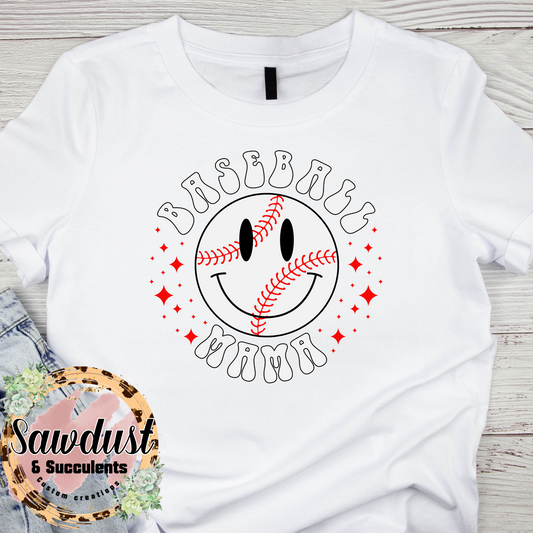 Baseball Mama Smiley Tee