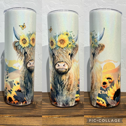 Sunflower Cow Tumbler
